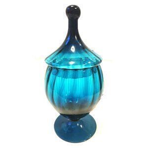 Blue Art Glass Piece Mid-Century Empoli Italian Turquoise Hand Blown, Hand Made